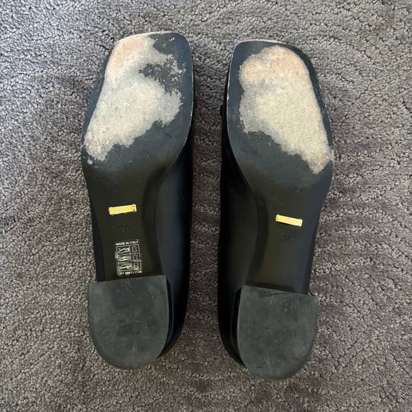 Gucci Baby Horsebit Square Toe Black Leather Block Heel Loafer Flat Pump Size 39 - Picture 10 of 12